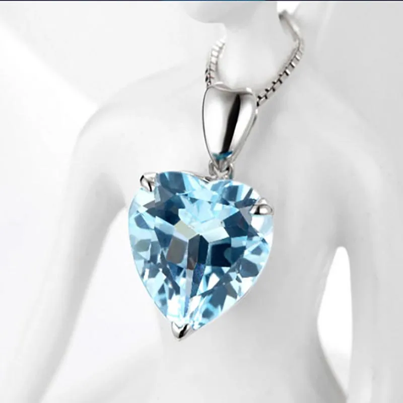 Bague Ringen Серебро 925 ювелирное ожерелье с сердцем моря Форма Сапфир кулон Роскошные ювелирные изделия подарок на свадьбу, помолвку