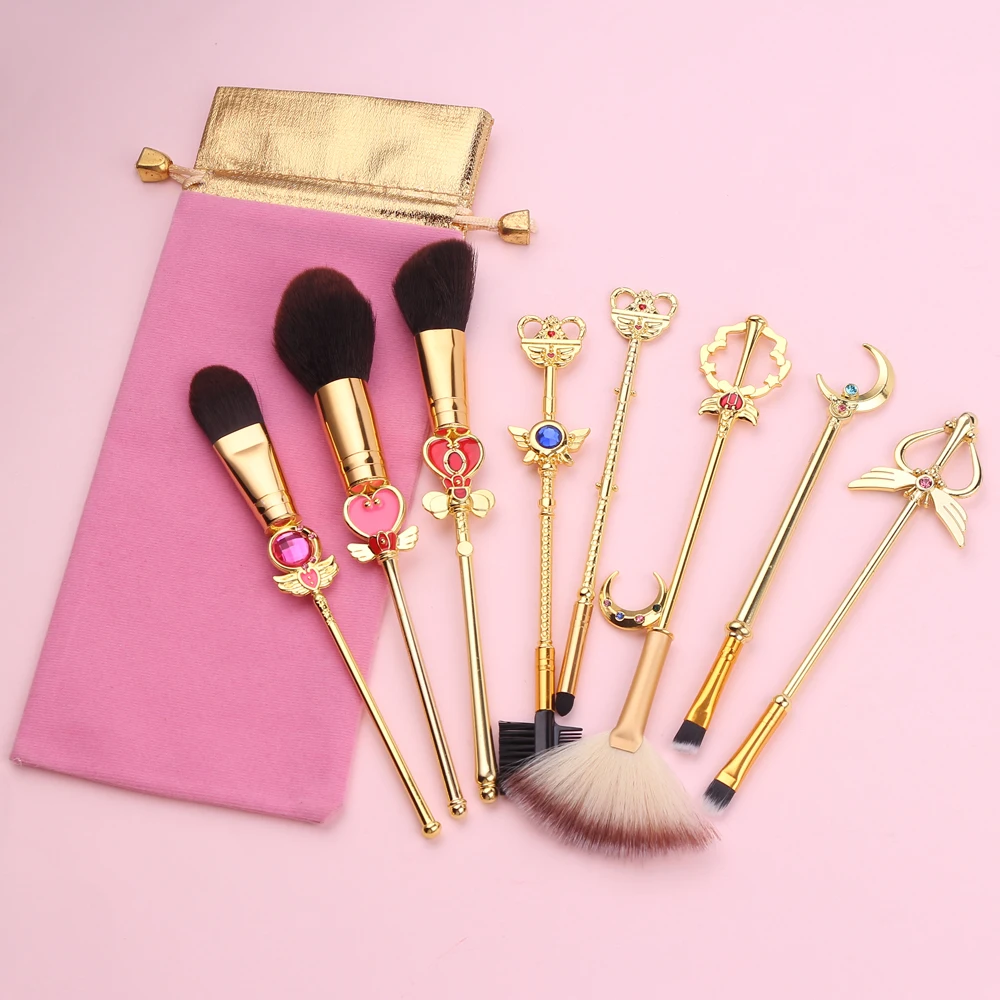 

New 8-piece makeup brush set Sailor Moon Unicorn Wet and Wild Anime Goods High Gloss Eyeshadow Smudge Makeup Brush Set Gift