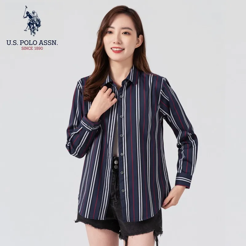 U.S.Polo Assn. Классическая Женская Полосатая Рубашка модная Высококачественная
