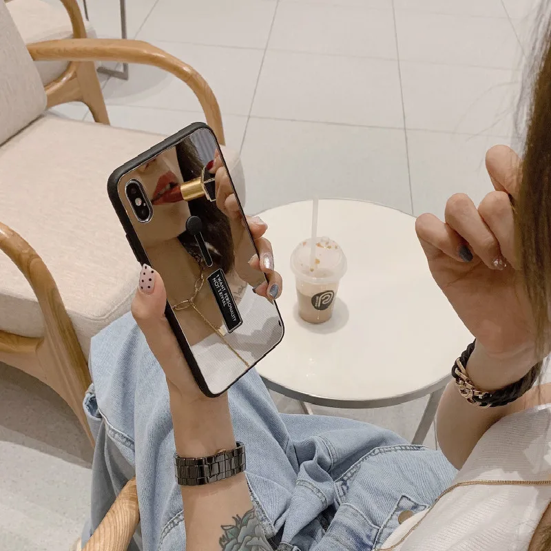 Чехол для Iphone 7 X XR 8 6s XS 6 роскошный модный стеклянный зеркальный чехол с кольцом Plus