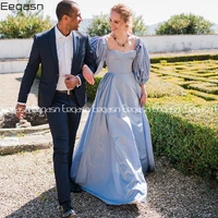 elegant sky blue evening dresses bishop sleeves prom dresses long a line long party gowns with train special occasion dress