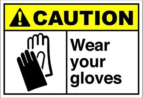 

Wear Your Gloves Caution Metal Sign Retro Home Cafe Bar Pub Wall Decoration Man Cave 12X16 inch