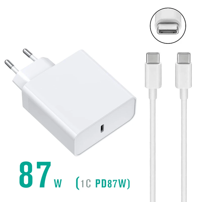 65W 87W USB C Power Adapter USB-C Charger for Macbook Pro Asus Lenovo Hp Xiaomi for Huawei Laptop Tablet Phone Charger