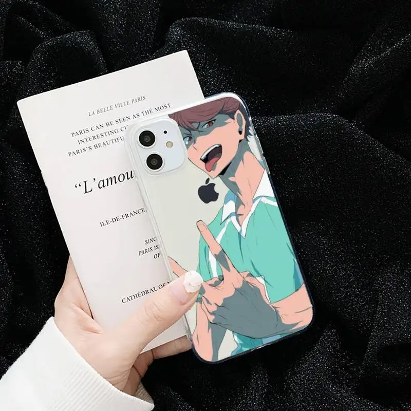 

Anime Haikyuu Oikawa funda Phone Case Transparent for iPhone 6 7 8 11 12 s mini pro X XS XR MAX Plus cover funda shell