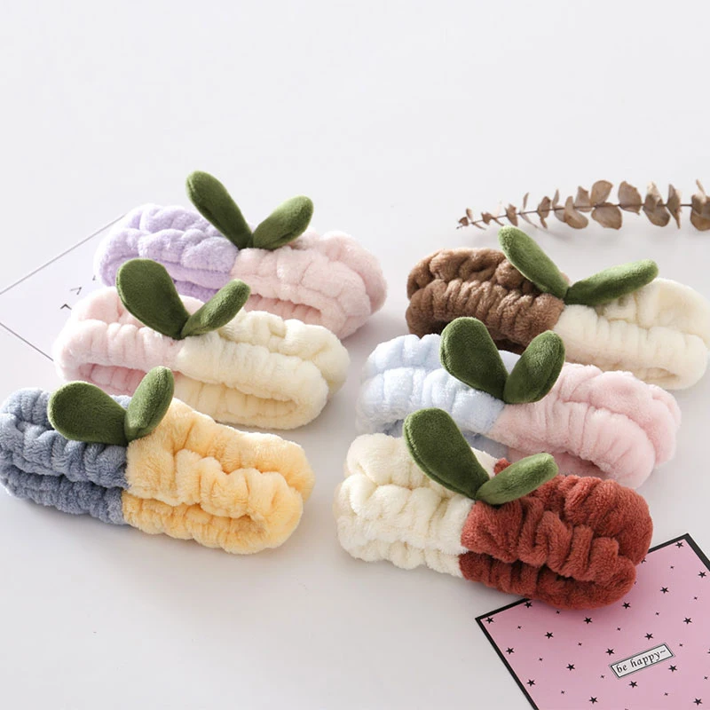 

New Grass Bud Hairband Make Up Headwrap Turban Coral Fleece Soft Headband Elastic Hair Bands Plush Headwear Hair Accessories
