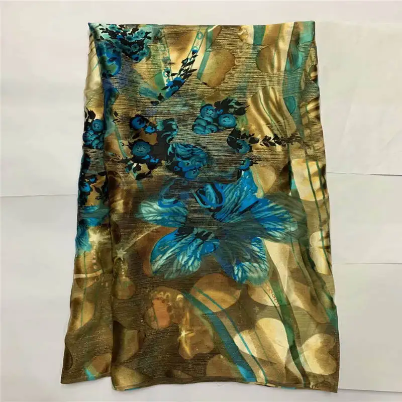 

2020 Высококачественная 100% шелковая шифоновая ткань с принтом 5 ярдов для женщин одежда мягкая и удобная ткань из африканского шелка с принто...