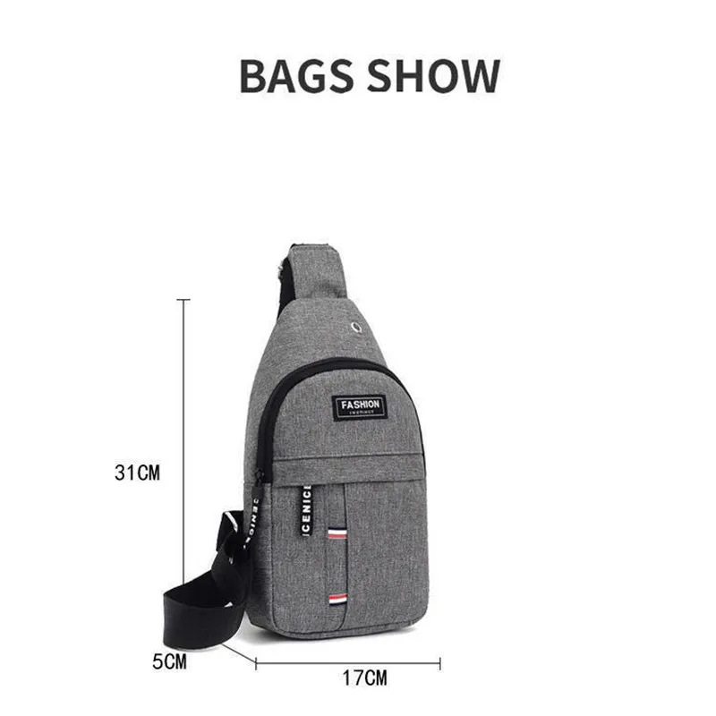 

Man Shoulder Bags Nylon Chest Bag Outdoor Sport Crossbody Sling Bag Daily Picnic Canvas Messenger Pack Headphone Charging Hole