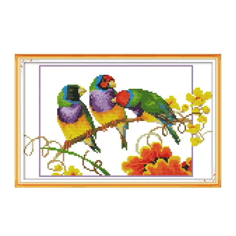 

Three Parrots 2 cross stitch kit aida 14ct 11ct count print canvas cross stitches needlework embroidery DIY handmade