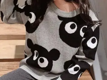 pullover Новая весенне-Осенняя детская куртка хлопковая детская трикотажная куртка с милым рисунком медведя куртка для маленьких мальчиков и девочек - Цвет: pullover