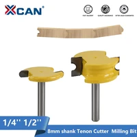 xcan t slot milling cutter 2pcs 8mm 14 12 shank tenon cutter canoe joint router bit set carbide woodworking milling bit