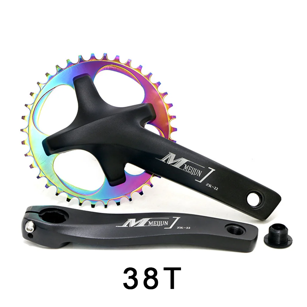 

1 Set Bicycle 170mm Crank Arm With Chainring Mountain Bike Replacement 104BCD Chainring Single Speed Colorful CNC Alloy