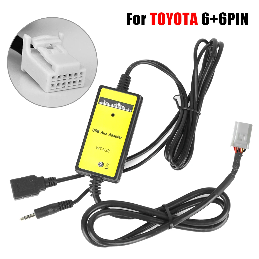 

CD Changer Adapter Car MP3 USB AUX Adapter With 3.5mm AUX In 6+6Pin for TOYOTA LEXUS Corolla RAV4 Camry Bluetooth Car Kit