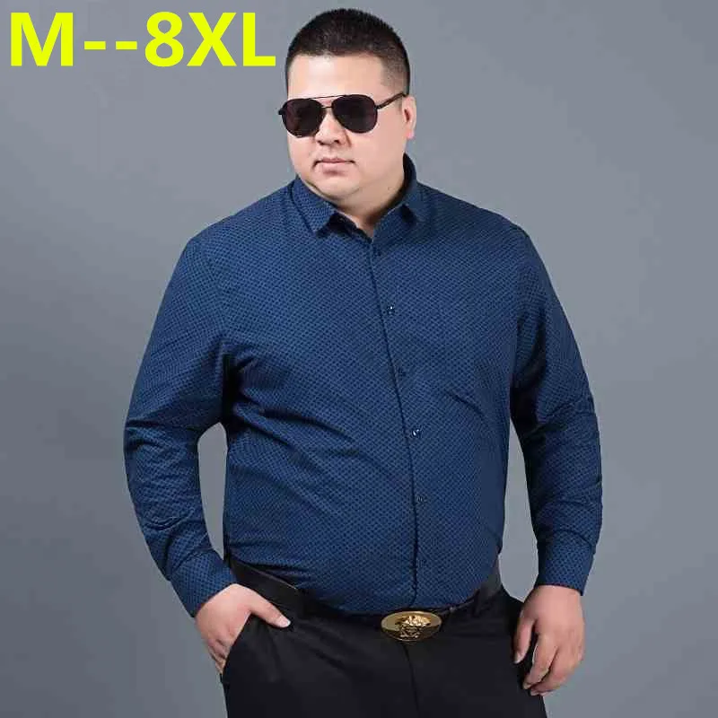 Большие размеры 10XL 8XL 6XL 5XL Мужская рубашка с длинным рукавом Однотонная цветочным