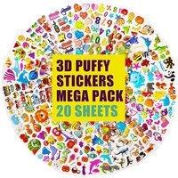 new 20 sheetslot cartoon stickers 3d cartoon princess random puffy stickers children birthday gifts for boys girls diy stickers
