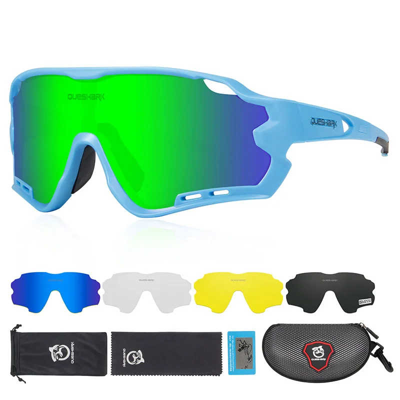 As Picture Showed Queshark HD поляризованные велосипедные очки для мужчин и женщин 5 линз MTB дорожный велосипед TR90 рама - Цвет: As Picture Showed