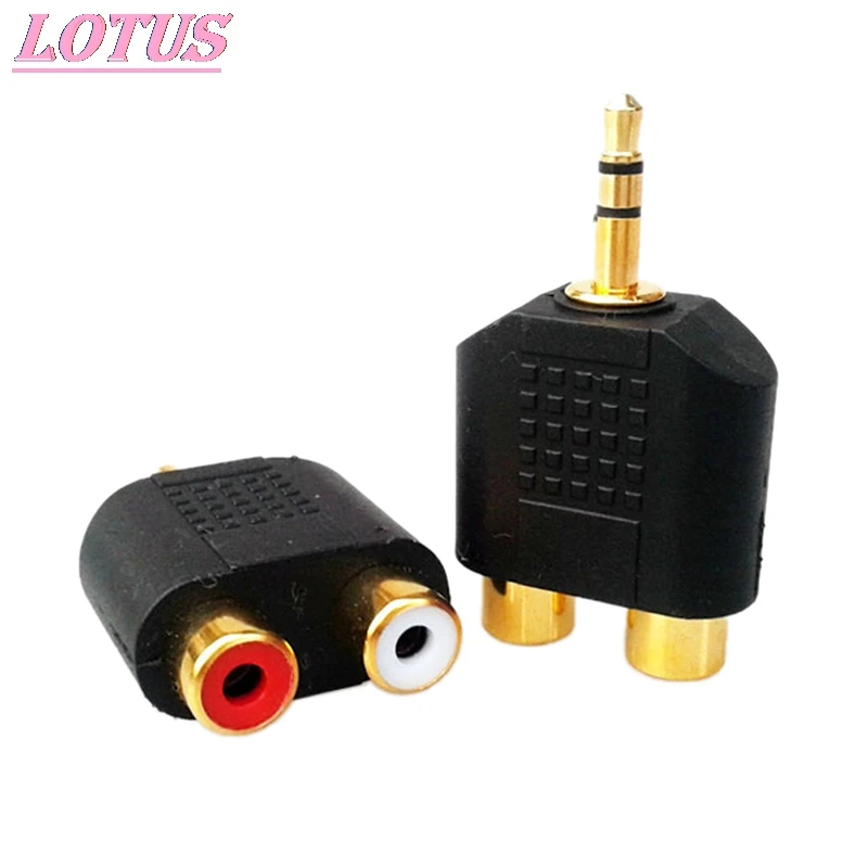 

Stereo RCA Splitter Connector 3.5 mm Male to 2 RCA Female Audio Adapter for Computer Speaker Earphone Headphone