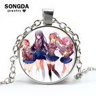 Ожерелье с персонажами мультфильмов из игры, Sayori Yuri Natsuki Monika, ожерелье с подвеской из кабошона для женщин и девушек, ювелирные изделия в подарок, оптовая продажа