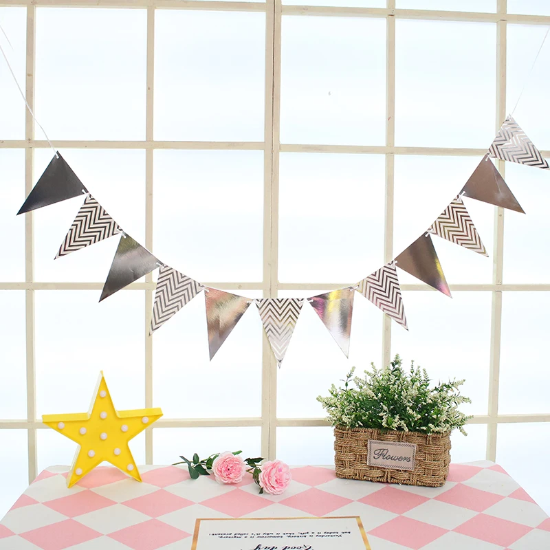 5 м 12 флагов розовое золото Бумажная гирлянда баннер для вечеринки в честь