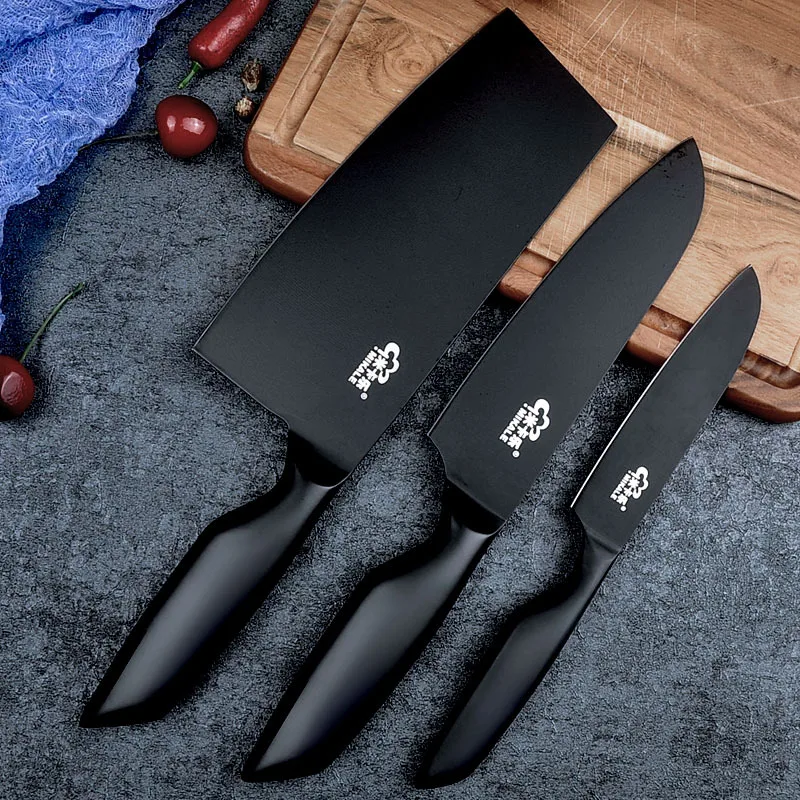 

Антипригарные кухонные ножи 4Cr1 4mov, набор кухонных ножей шеф-повара из нержавеющей стали, набор ножей накири сантоку для чистки овощей, 3 шт., ...
