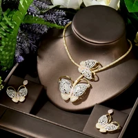 hibride super luxury butterfly charms jewelry set for women wedding cubic zircon necklace earring set dress accessories n 1757