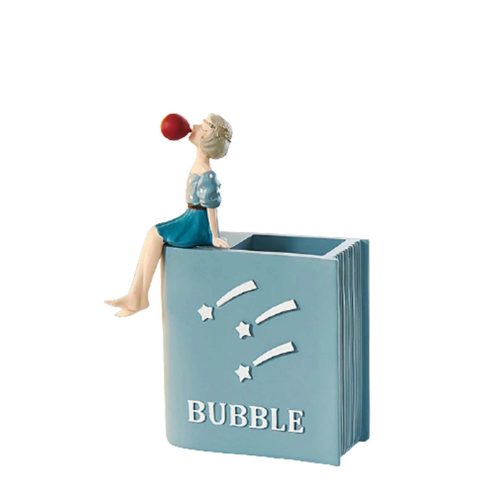 

Multifunctional Cute Girl Blowing Bubbles Pen Holder Accessories for Home Office Storage PW