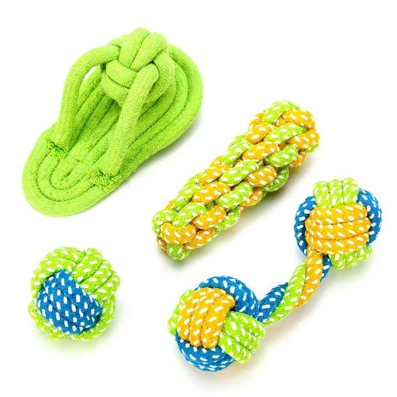 4pcs Green 2 Нетоксичный питомец собака молярный укус шарик-игрушка для питомцев буксир веревка жевательные игрушки питомец для чистки зубов собаки игрушки с присоской - Color: 4pcs Green 2
