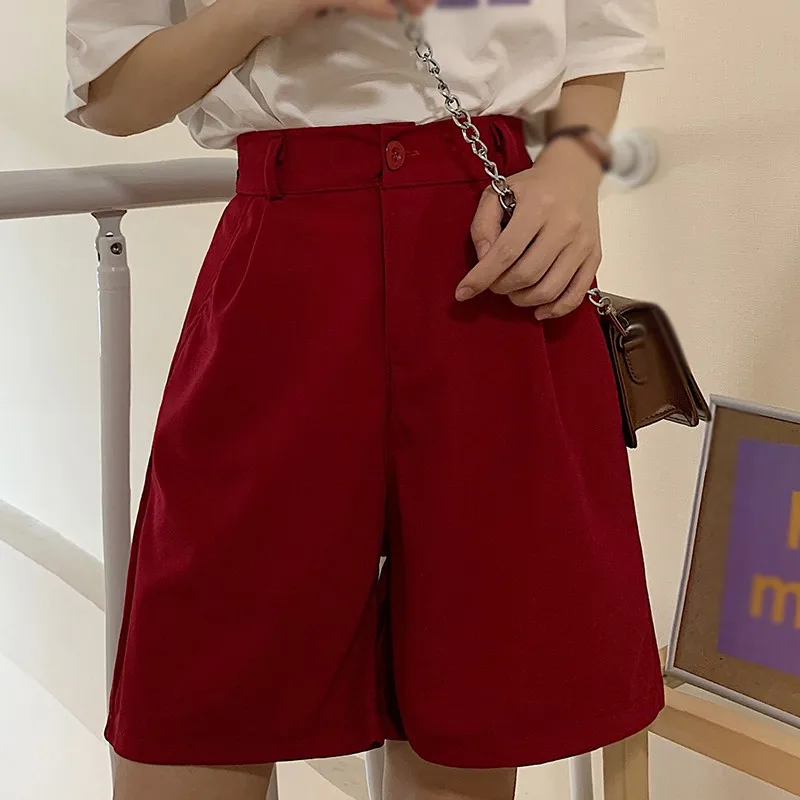 

Plus Size Summer Women Pants High Waist Loose Straight Solid Color Five-Point Casual Female Pants Korean Style