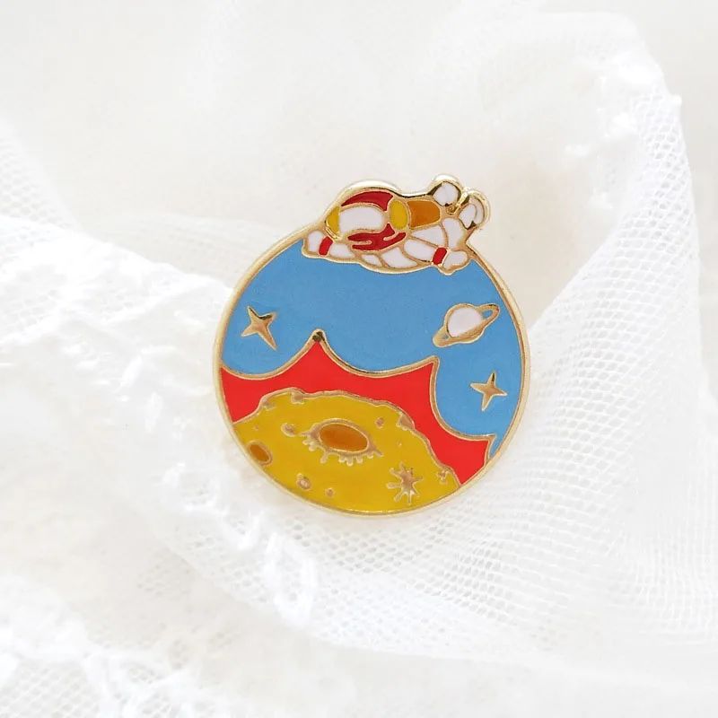 Carvejewl Korea design new Animal Cat Bear Snow Mountain Cactus Cartoon Astronaut Planet enamel Brooch wholesale Fashion Jewelry | Украшения