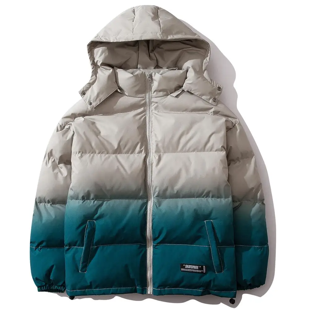 Парка мужская с капюшоном уличная теплая ветровка градиентом в стиле Харадзюку |