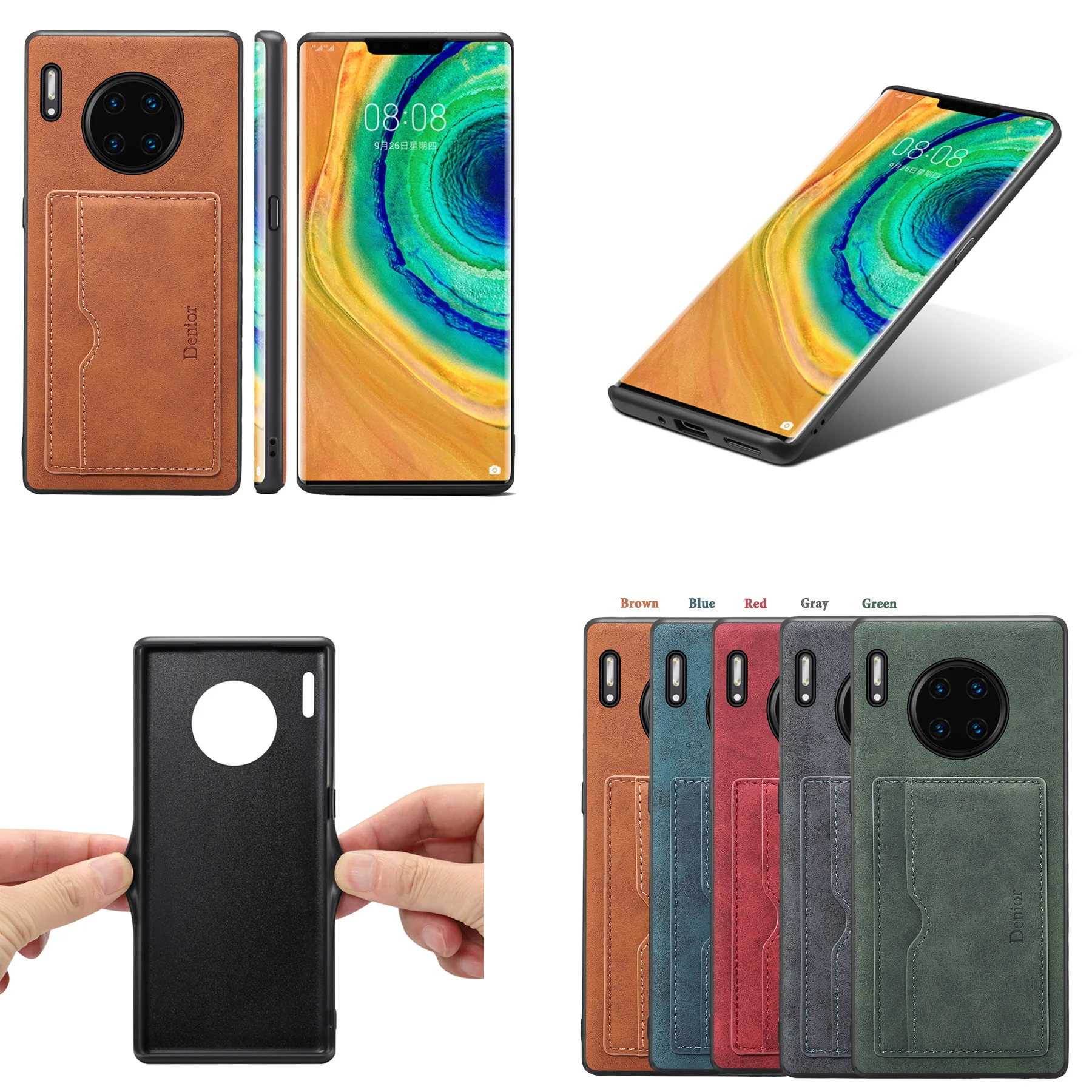 

Case for HuaWei Mate40 P40 PU Leather Card Wallet Luxury Shockproof Back Kickstand Cover for HuaWei Mate30 P30 P20Leather Shell