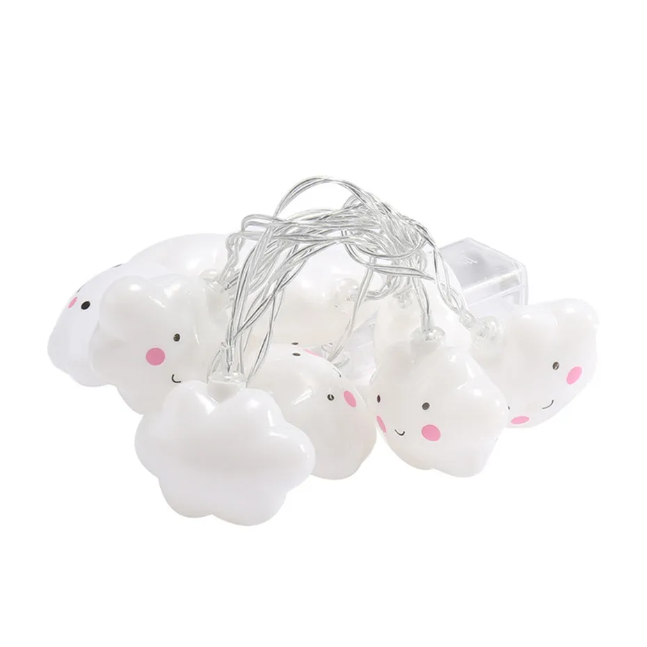 

LED Starry Night Lights 2/3/6M String Lights 5.5cm Cloud Shape Lamps Dry Battery Operated Christmas Tree New Year Indoor Lights