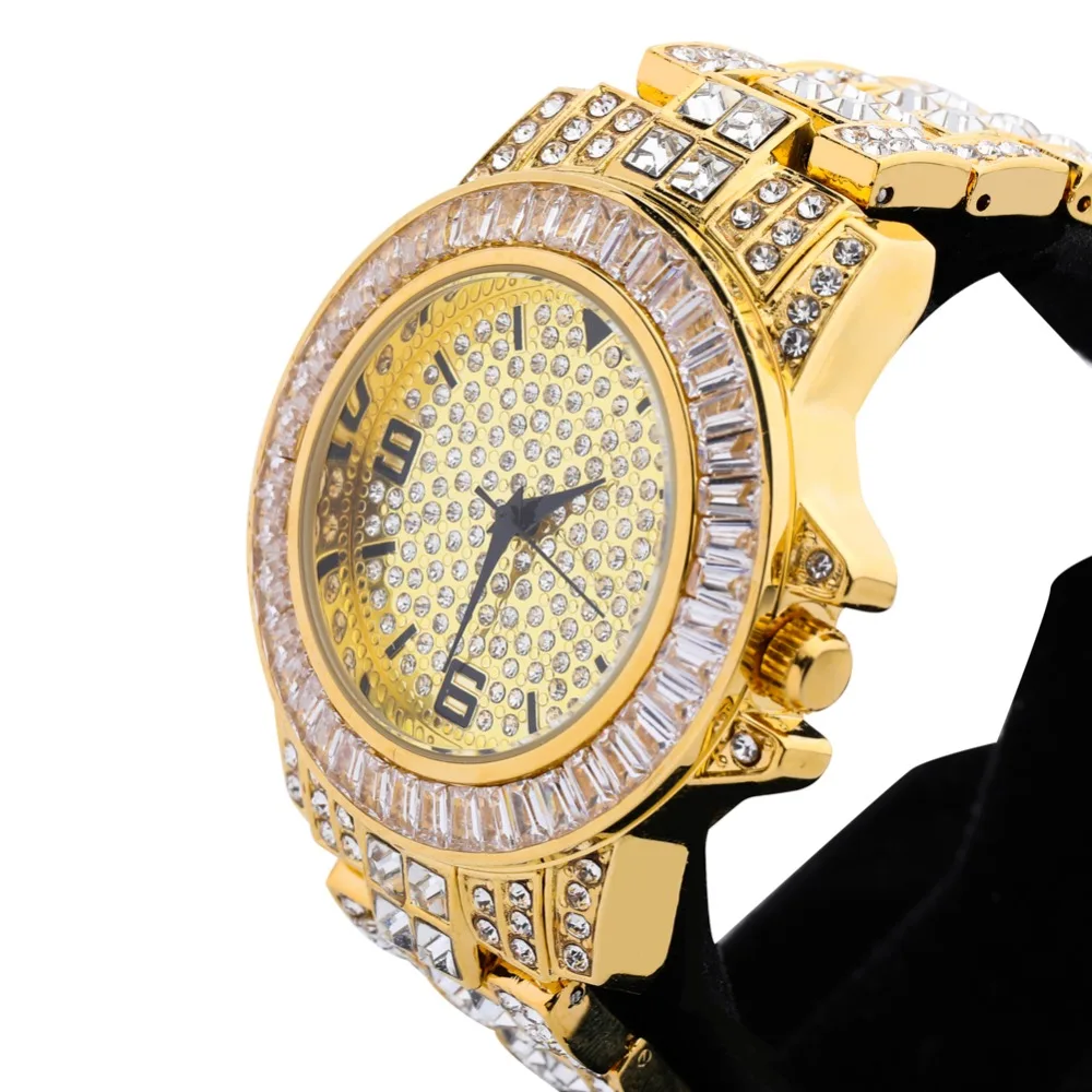 GUCY AAA ICED OUT хип-хоп наручные часы с микро pave CZ браслет из нержавеющей стали Прямая поставка