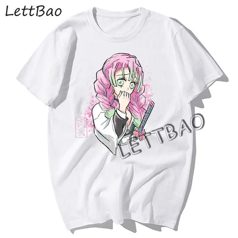 

New Kimetsu No Yaiba Demon Slayer T Shirts Tees Shirt Tops Design Polyester White Short-Sleeved Aesthetic Japanese Anime T Shirt