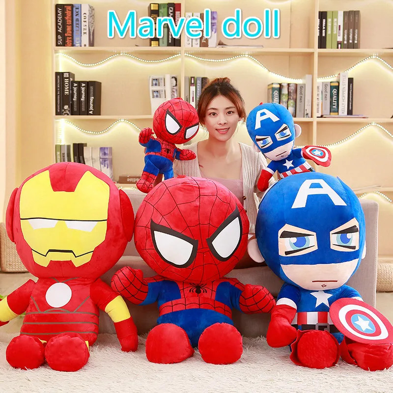 Marvel, Мстители, Капитан Америка, Железный человек, Человек-паук, плюшевая игрушка, мягкая кукла, подарок на день рождения для детей, мальчиков, 25-50 см
