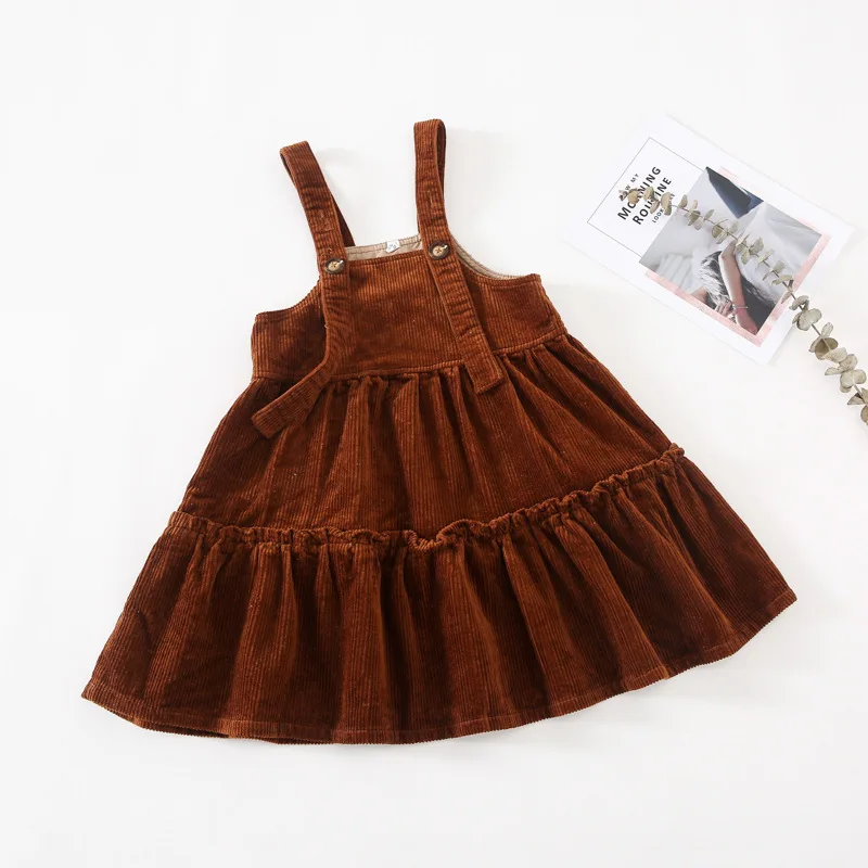 

Women's autumn new products children's princess corduroy sling dress female baby sling dress