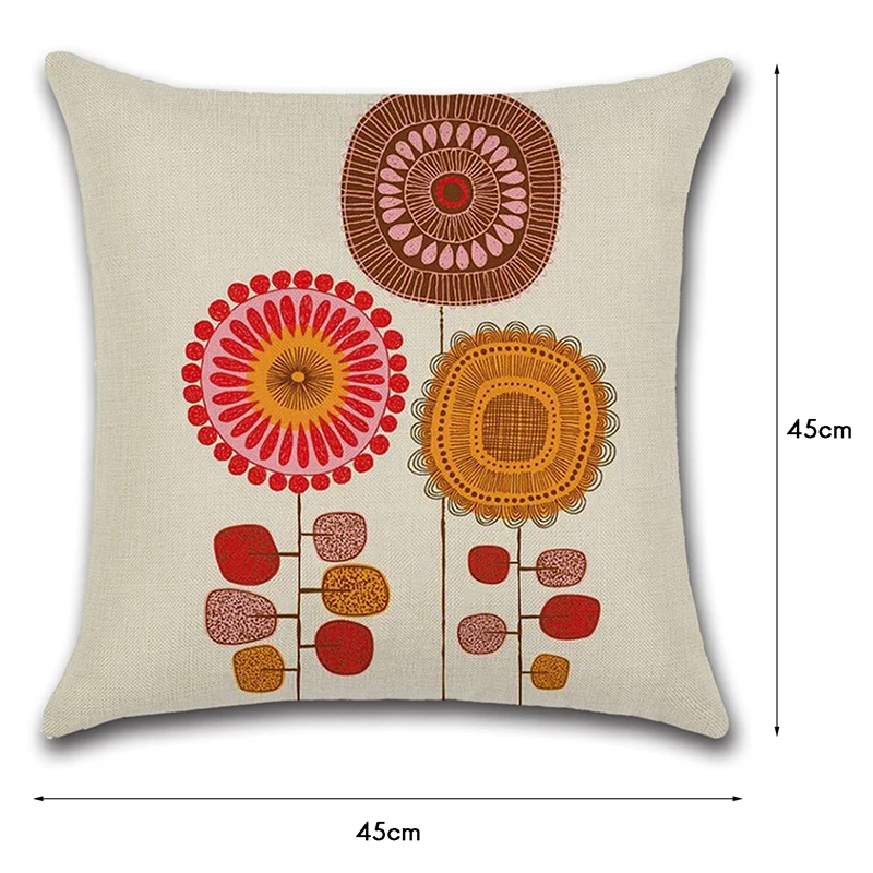 

New 4 PCS Abstract Flowers Pillowcase Linen Pillow Cover Home Decor Square Cushion Cover Printing Pillow Case