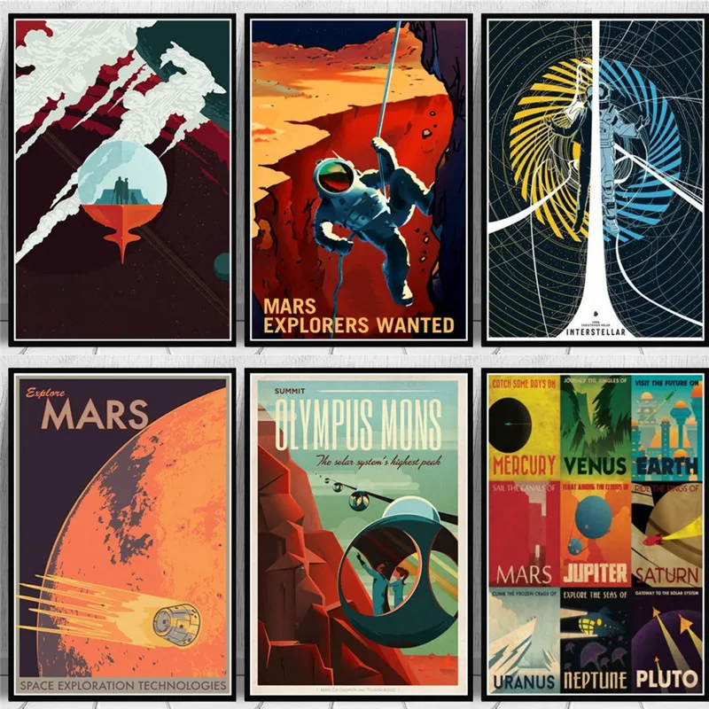 

Art Canvas Oil Painting Hot Space Travel Universal Planet Mars Movie Poster And Prints Wall Pictures For Living Room Home Decor