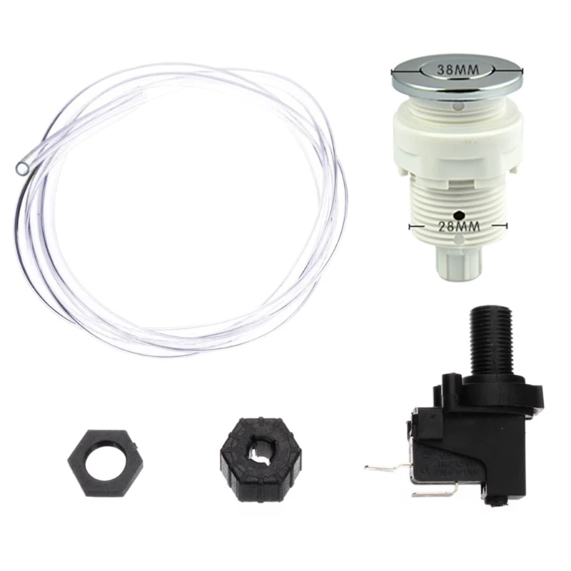 

125-250V 16A On Off Push Air Button Switch for Bath Spa Jet Tub Disposal Tubing Pneumatic Air Pressure Switch Knob Kit H05F