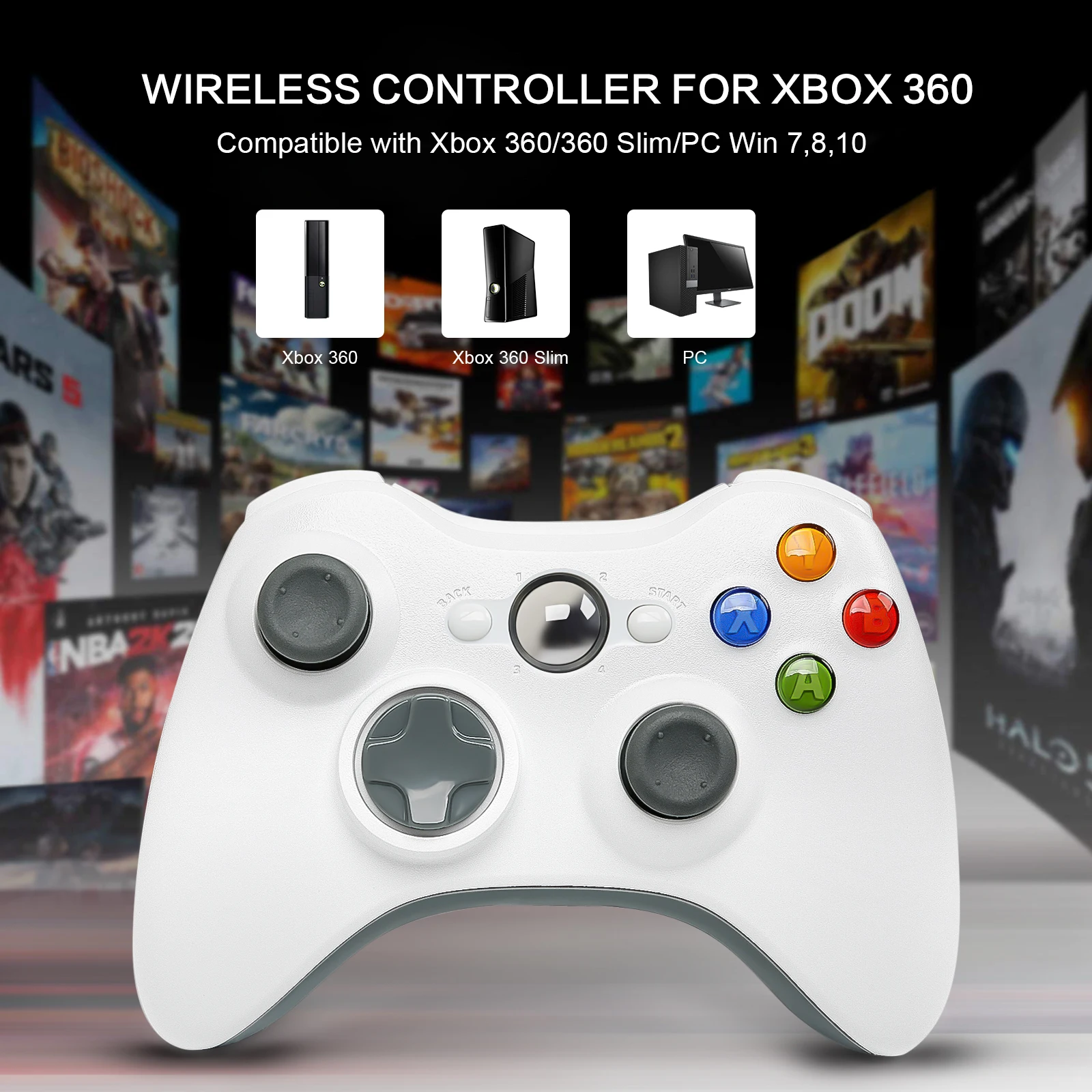 Для Xbox 360 геймпад 2 4G беспроводной контроллер с ПК приемником для Windows 7/8/10 двойная