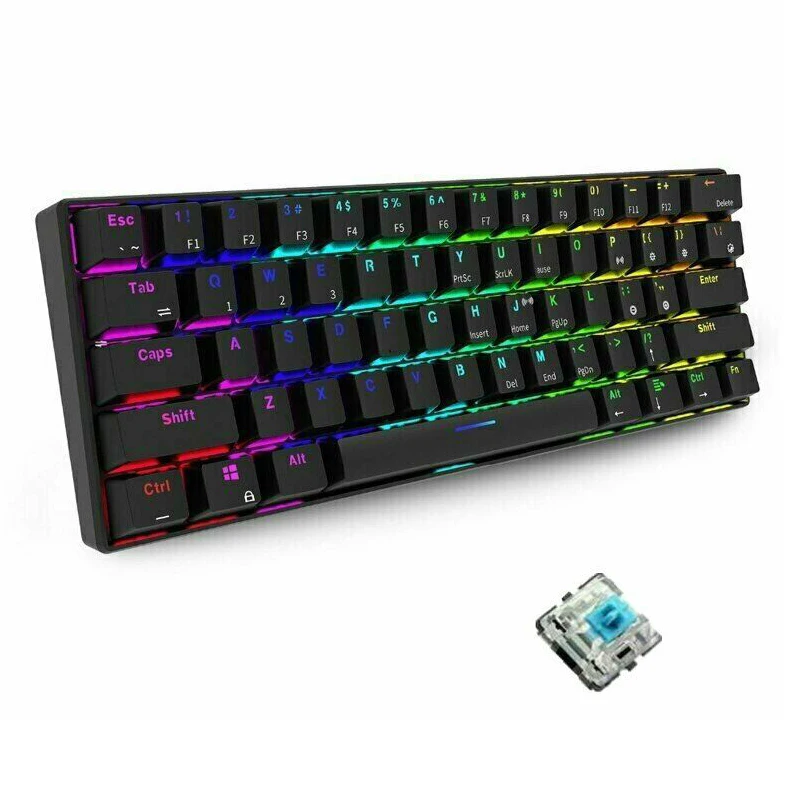 

For PC Tablet Laptop 1pc Portable Wireless/Wired Mechanical Keypad Durable 61 Keys Gaming Keypad With RGB LED Backlight