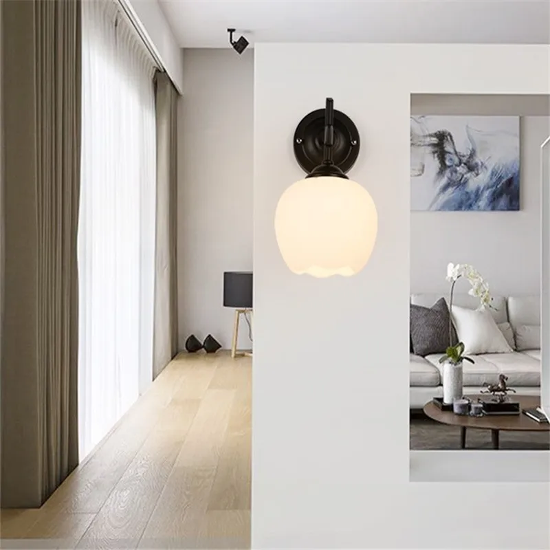 Новая настенная светодиодная стеклянная прикроватная лампа для спальни