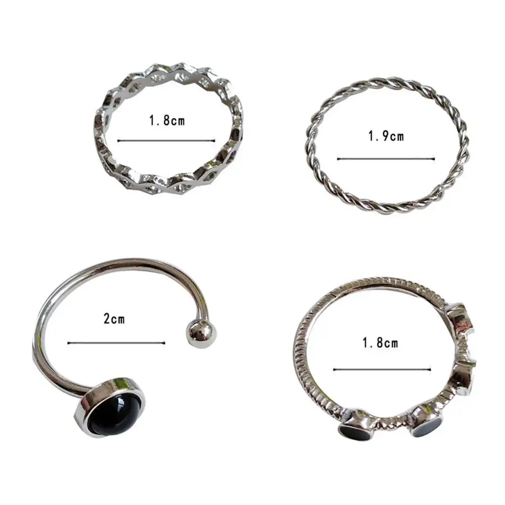 4 шт./компл. винтажные черные кольца модные вечерние для женщин ювелирные изделия