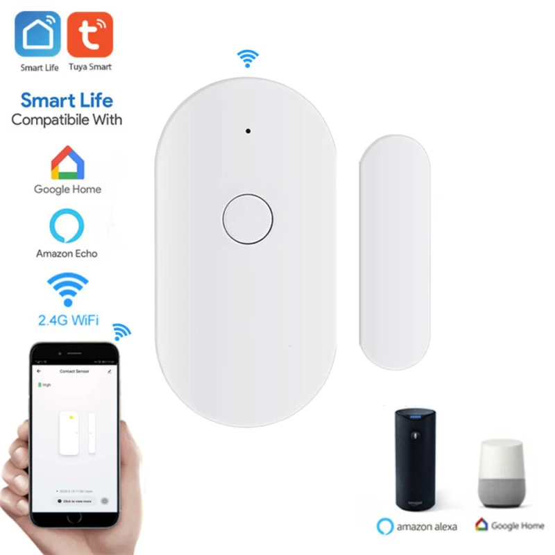 

Датчик Контакта Tuya Smart ZigBee для окон и дверей, беспроводной детектор открывания и закрытия дверей, с дистанционным управлением через приложе...