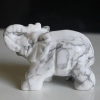 hand carved gemstone crystal white turquoise elephant figurine animal carving 2