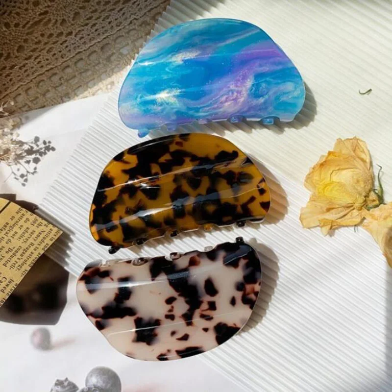 

1Pcs Women Elegant Colorful Leopard Geometric Acetate Hair Claw Vintage Hair Clips Headband Hairpin Hair Crab Hair Accessories