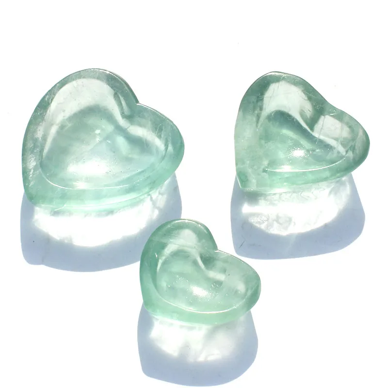 

1 PCS Hand made heart shaped natural green fluorite crystal bowl soapbowl