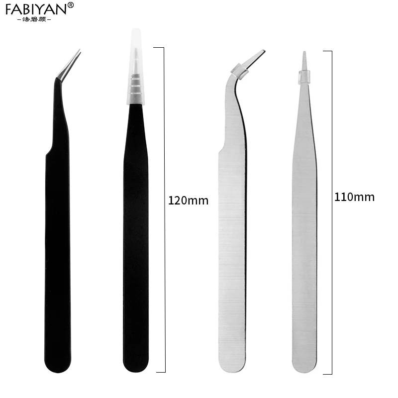 4Pcs 2 шт анти-магнитные щипцы для стрижки Пинцет изогнутые прямые стразы из нержавеющей стали инструменты для маникюра - Цвет: 4Pcs