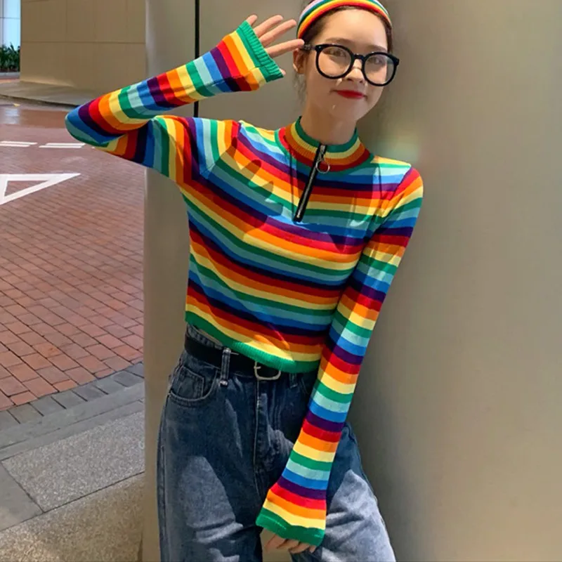 2019 осенне-зимний Повседневный свитер на молнии женский милый сексуальный тонкий