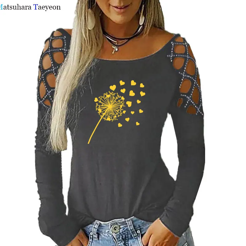 

Футболка женская с длинным рукавом, круглым вырезом и вырезами на плечах