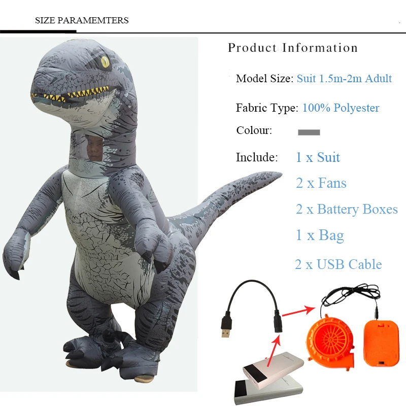 Мир Юрского периода взрослый Велоцираптор Костюм надувной T REX Raptor костюм Косплей динозавр вечеринка Хэллоуин костюм для женщин и мужчин